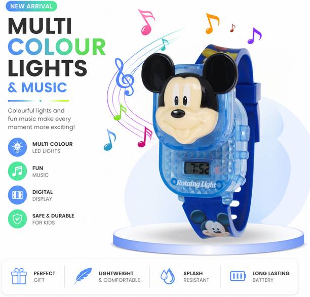 Digital Watch  - For Boys & Girls Kids Mickey Mouse Digital Watch with Multi-Color Lights & Music Wrist Watch