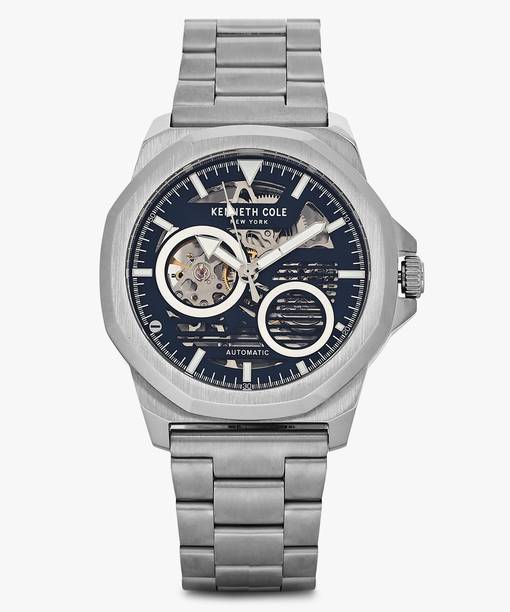 Kenneth Cole Automatic Blue Dial Silver Stainless Steel Strap Analog Watch - For Men KCWGL0013602MN,NTKCWGY0013602MN