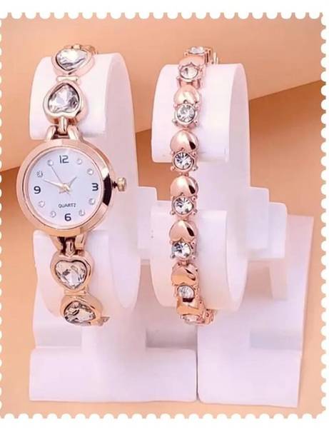 Girls Heartstone Series Analog Watch  - For Women Girl Watch with Free Bracelet