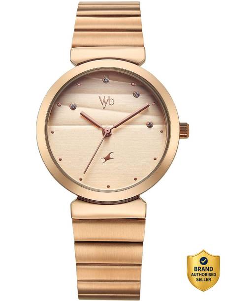 Fastrack Vyb Charmer Quartz Gold Round Dial Women's Watch Analog Watch - For Women FV60078WM02