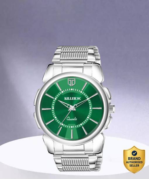 Popular Killer Silver Mens Watch-Watches & Branded Quartz & Wrist Ghadi For Boys Analog Watch  - For Men Green 24hr Time Display Functioning Stainless Steel Chain Water Resistant Watch