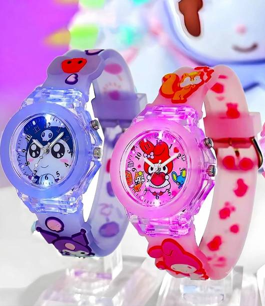3D Pattern Cartoon Printed Glowing LED Light Kids (Age:3-10 Years) Gift Analog Watch  - For Girls SL-COMB-3D