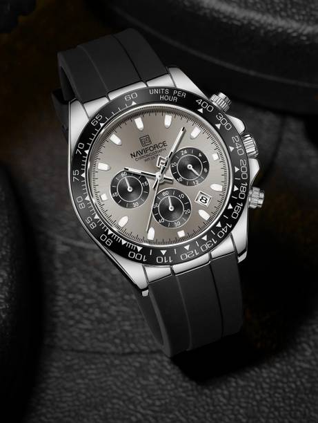 NAVIFORCE Dynamic racing bezel mettalic dial design watch for mens Analog Watch - For Men