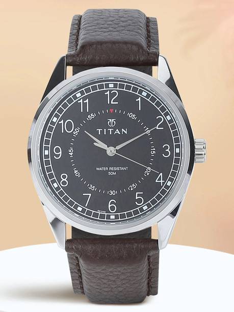 Titan Workwear Black Dial Brown LeatherStrap Analog Watch - For Men NL1729SL02,1729SL02