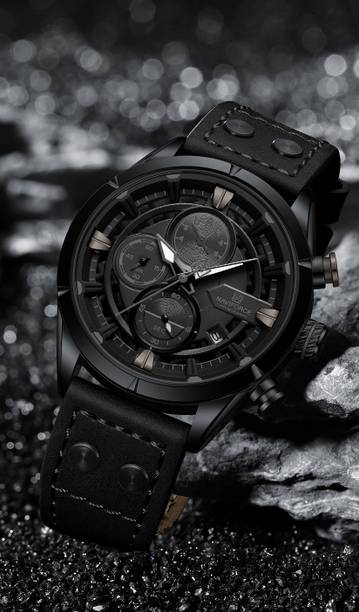 Bold Black color carbon fiber crafted dial design with chronograph Analog Watch - For Men NF8045 Vintage Sports Trend