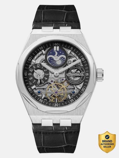 Automatic Black Dial and Black Leather Strap With Lifetime Warranty Analog Watch  - For Men I12903