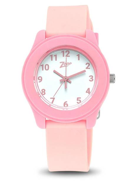 Zoop Basic Quartz White Dial Pink Plastic Strap Analog Watch - For Boys & Girls NU26019PP12W,NV26019PP12W