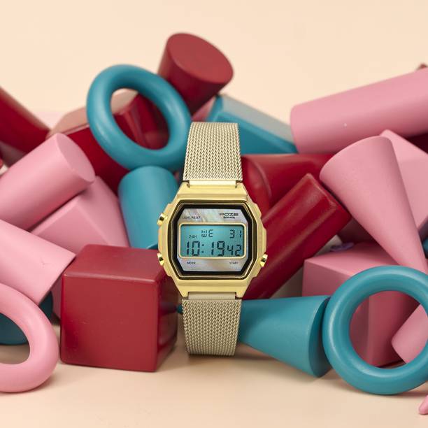 Sonata Poze 8 Quartz Beige Dial Beige Mesh Strap Digital Watch - For Women SP80170YM01W