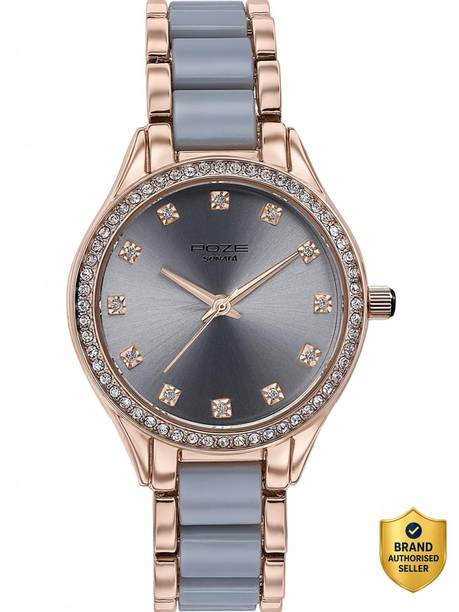 Sonata Poze Color Sway Quartz Grey Round Dial Women's Watch Analog Watch - For Women SP80054KM02W