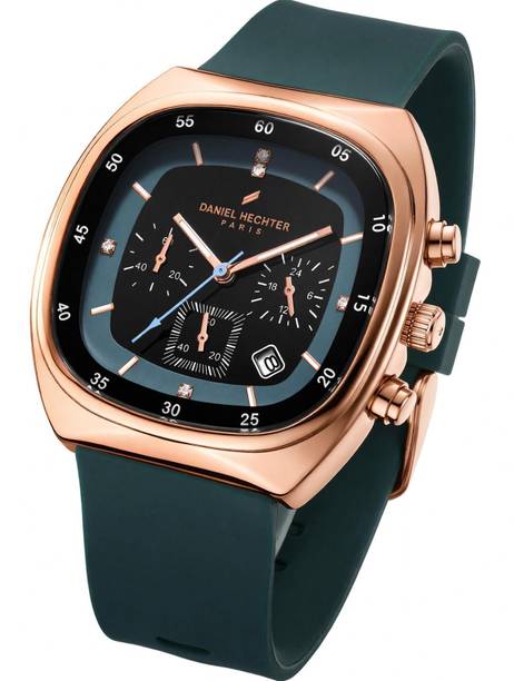 Paris Bercy Collection Modern Multi Functional Square Dial and Silicon Band Analog Watch - For Men DHM1001-04