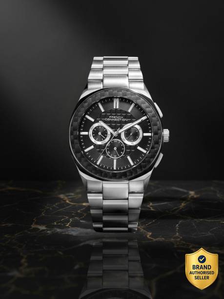 French Connection VYSTRO VYSTRO Black Sunray Textured Dial | Men's Silver Multifunction Watch Analog Watch  - For Men