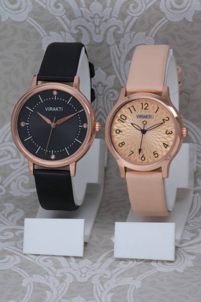 Most Selling Combo Watches Round Case Colorful Leather Belt Analog Watch  - For Girls F-71-F-74