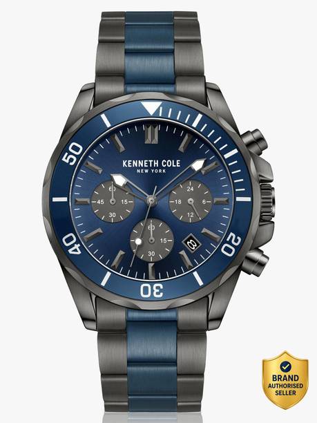 Kenneth Cole Chronograph Blue Dial Grey & Blue Stainless Steel Strap Analog Watch - For Men KCWGI0027104MN,NTKCWGI0027104MN