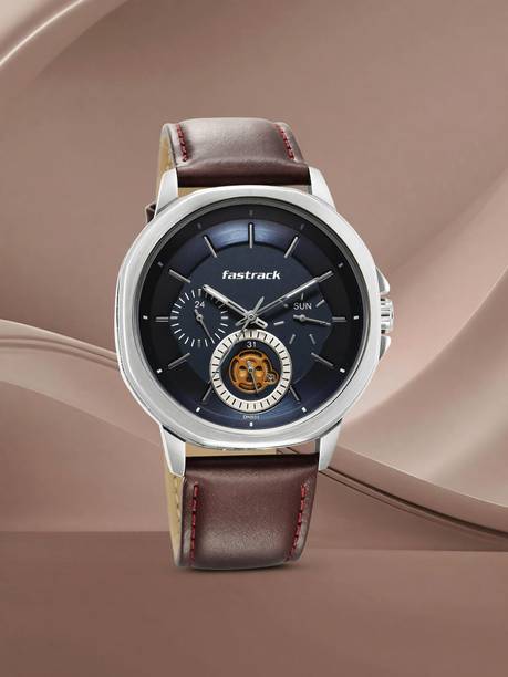 Fastrack Exuberant Multifunction Blue Dial Brown LeatherStrap Analog Watch - For Men NT3303SL01,NU3303SL01