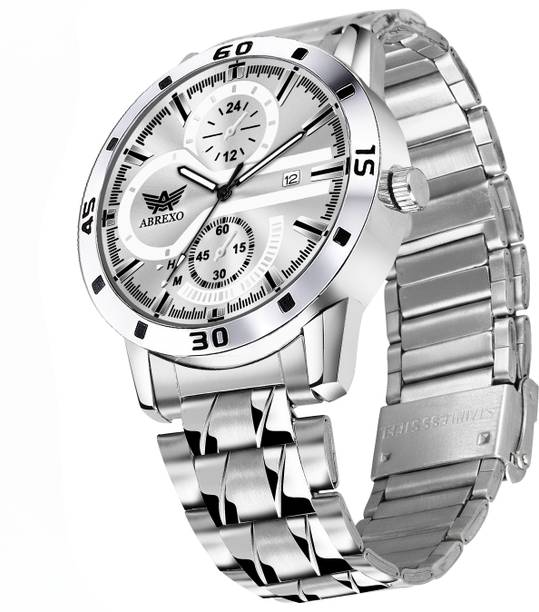 Chronograph Look Skyblue Dial Date Working Silver Quartz Watch For Boys Analog Watch  - For Men Abx4021-SL