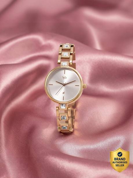 Fastrack Vyb Manifester Quartz Silver Dial Rose gold Strap Analog Watch  - For Women FV60104WM01W