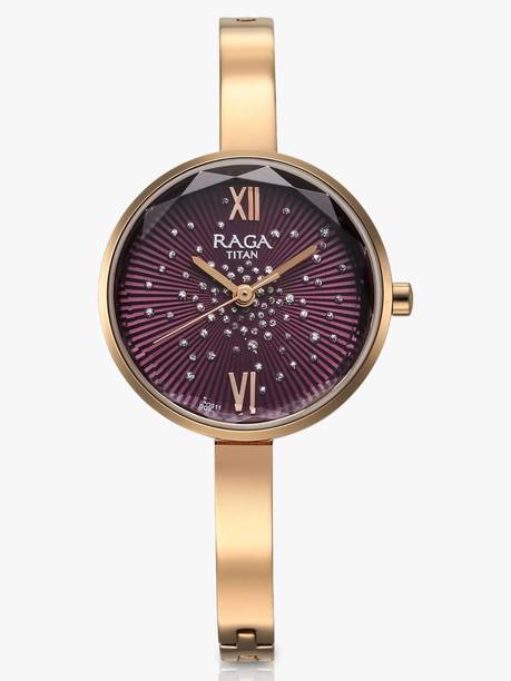Titan Raga Showstopper Purple Dial Rose Gold MetalStrap Analog Watch - For Women NT95271WM01,95271WM01,NU95271WM01