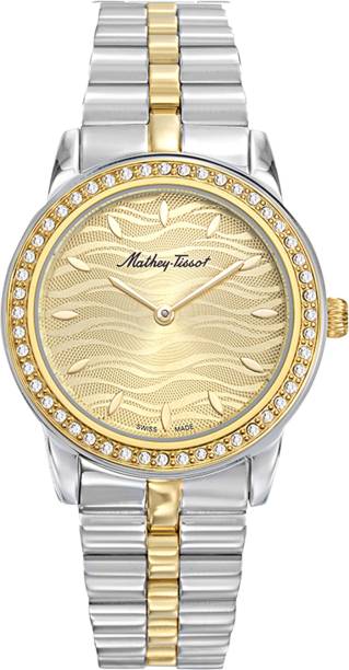 Mathey-Tissot D10860BQDI Swiss Made Quartz Gold Dial Analog Watch  - For Women