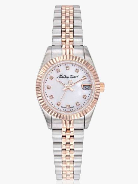 Swiss Made Mathy II Quartz Ronda 585 H3 Movement White Dial Analog Watch - For Women D710RA