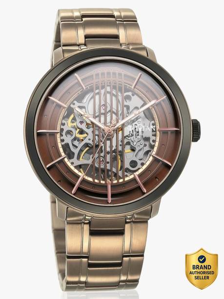 Titan 1848Km05-Dm755- Quartet Titan Quartet Automatic Brown Dial Brown Stainless Steel Strap Analog Watch  - For Men