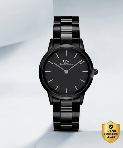 Iconic Link Ceramic Black color Round - 32 mm diameter Analog Watch  - For Women DW00100414