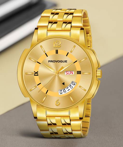 Price History of Original Gold Plated Day and Date Functioning Analog Watch For Men PRVG119