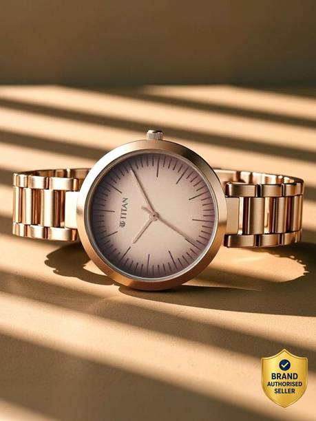 Titan Titan Workwear Beige Dial Rose Gold Stainless Steel Strap Analog Watch  - For Women