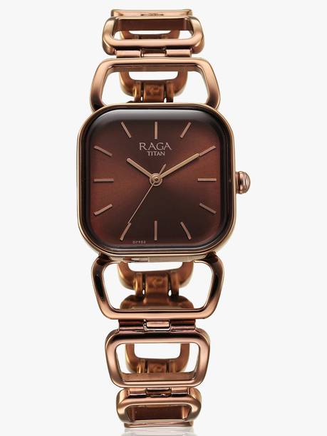 Titan Raga Ascend Brown Dial Brown Metal Strap Analog Watch - For Women NT2697QM02,NU2697QM02