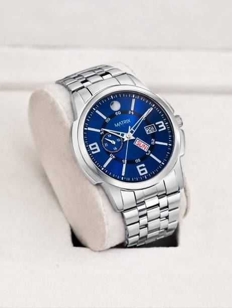 MATRIX DD-114-BL Blue Day & Date Steel Analog Watch  - For Men & Women