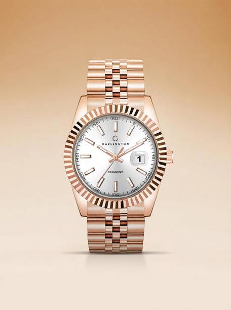 Carlington exclusive Series Premium Gents Wrist Analog Watch - For Men 8811 Rose White