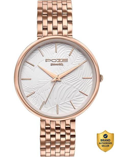Sonata Poze Bright Treasures Quartz White Round Dial Women's Watch / Analog Watch - For Women SP80113WM03