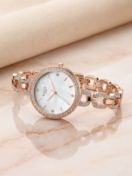Titan Raga Showstopper White MOP Dial RoseGold MetalStrap Analog Watch - For Women NT95272WM01,95272WM01
