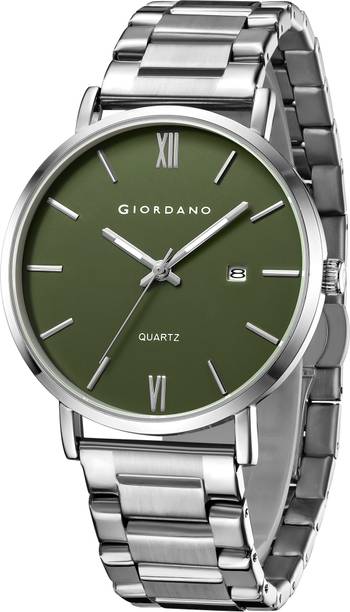 GIORDANO Round Green Dial, Roman Indices, Date Function Analog Watch  - For Men