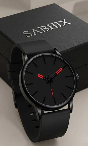 Red & Black Dial Analog Watch for Men With Black Silicone Strap | Stylish Quartz Analog Watch  - For Men SAB-REDKATA