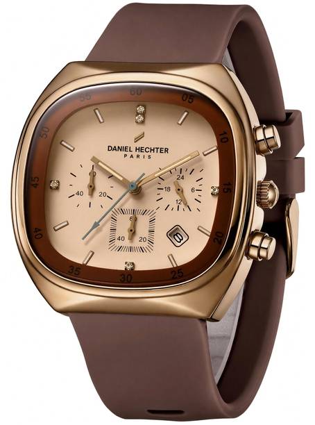 Paris Bercy Collection Modern Multi Functional Square Dial Silicon Band Beige Analog Watch - For Men DHM1001-06