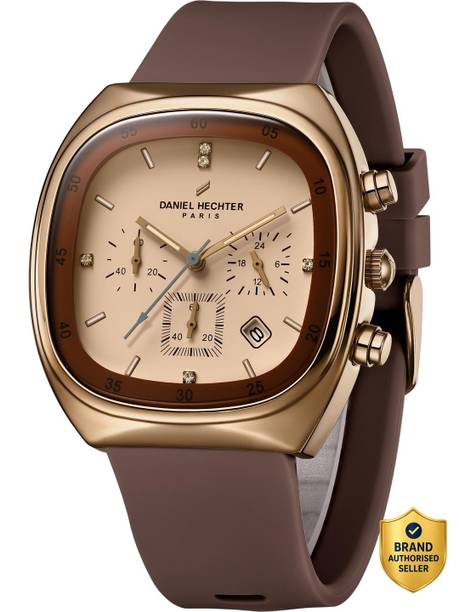 Paris Bercy Collection Modern Multi Functional Square Dial Silicon Band Beige Analog Watch  - For Men DHM1001-06