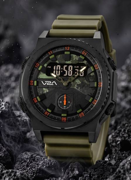Sports & Outdoor Style Watch | 50M Waterproof Analog-Digital Watch - For Men Tactical Black Performance Dial with Digital Display | Rugged Everyday