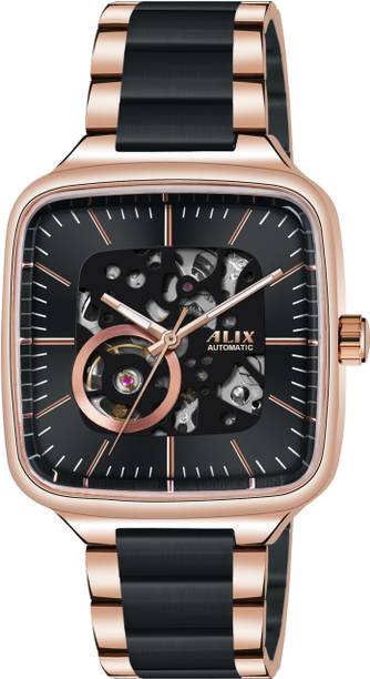 Alix AL2914 Stainless Steel Rose Gold and Black Two Tone Strap Analog Watch  - For Men