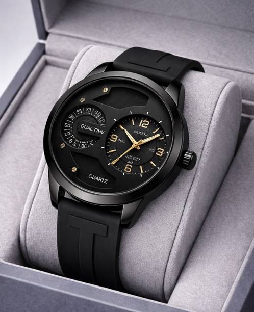MAAN INTERNATIONAL DD-2401 Prime Collection Dual Dial Quartz Black Silicone Strap Analog Watch  - For Men