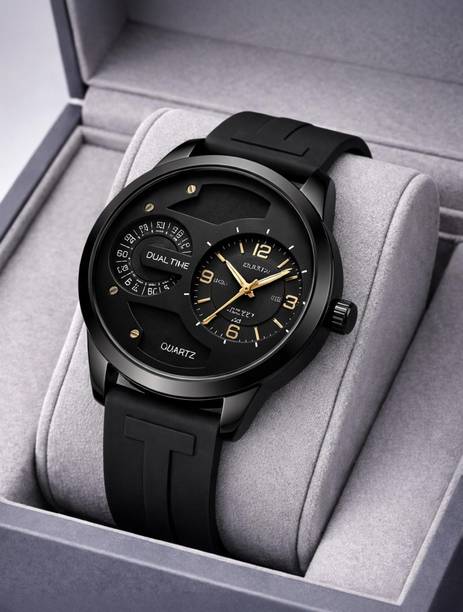 MAAN INTERNATIONAL DD-2401 Prime Collection Dual Dial Quartz Black Silicone Strap Analog Watch  - For Men