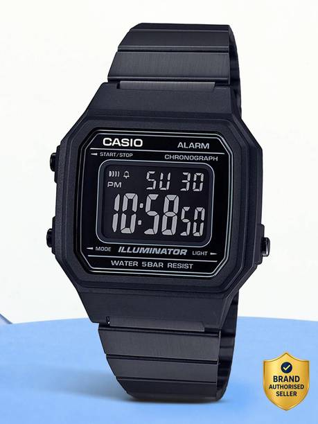 Vintage Black Dial Black Stainless Steel Band Digital Watch - For Men & Women D199 (B650WB-1BDF)