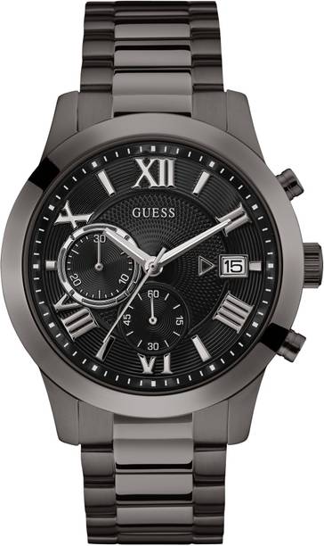 GUESS U0668G9 Round 45mm Black Dial Analog Watch  - For Men