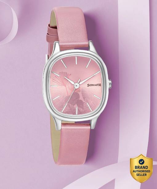 SONATA Lin Sonata Linnea Pink Dial Pink Leather Strap Analog Watch  - For Women