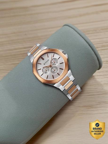 Titan ClaSSic Slim Multifunction Silver Dial TwoToned SS Strap Analog Watch - For Men NT90198KM01,NU90198KM01