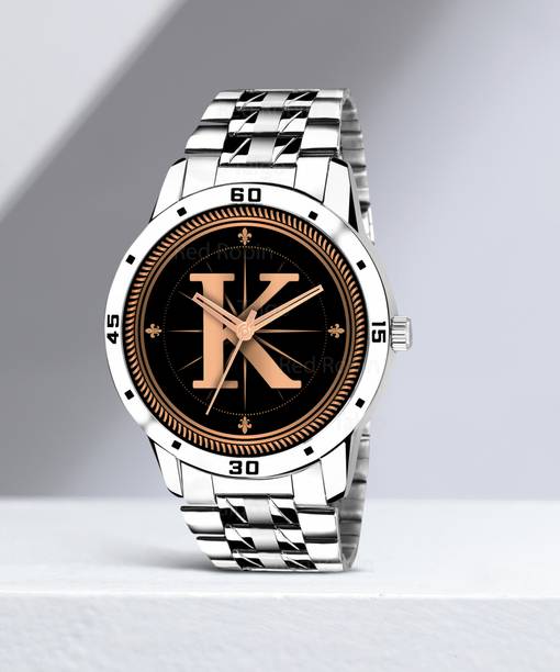 Red Robin ALPHA-K-AVO-SIL-STL Fancy Design Stylish ALPHABET K Dial Silver Leather Strap Men Wrist Watch Analog Watch  - For Boys
