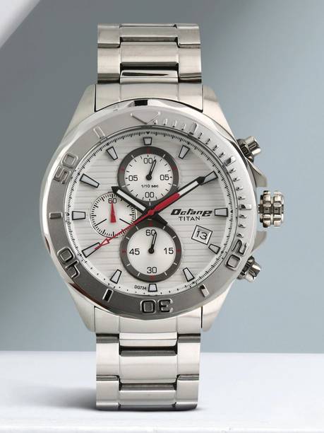 Titan Octane Chronograph With Date Silver Dial Silver SS Strap Analog Watch - For Men NT90087KM01,NU90087KM01