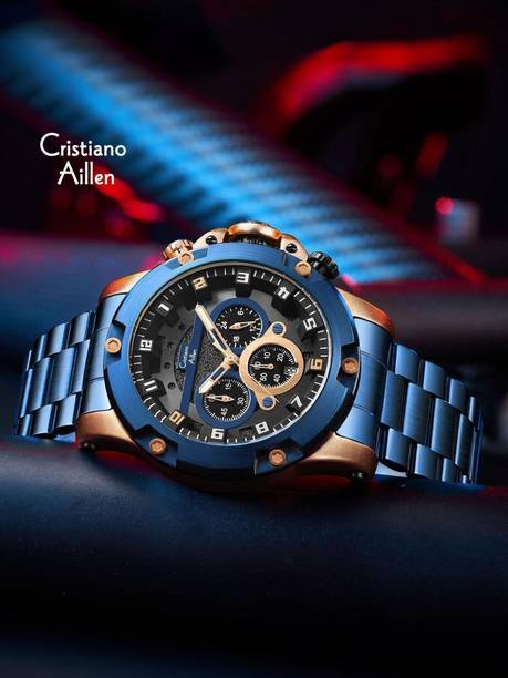 Multifunction Luxury Business & Sports Watch with Date – CA-9838 Analog Watch  - For Men Chrono_Analog_BlueRose_SS_Quartz_Luxury