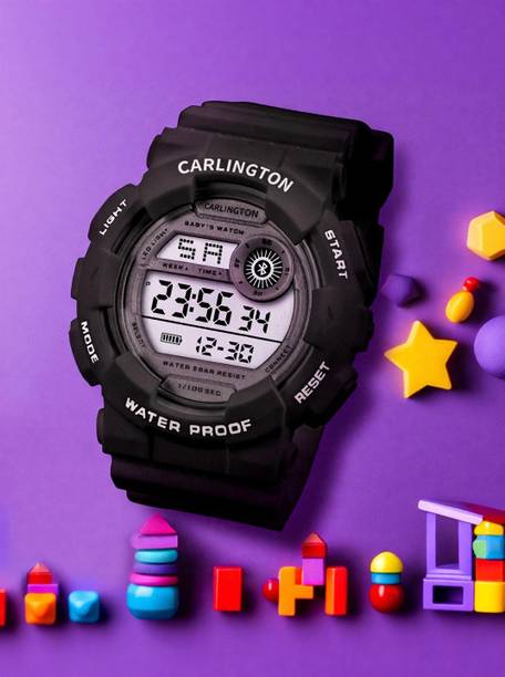 Carlington Resistant Digital Dial MultiFunction Working Alarm,Silicone Strap Digital Watch - For Boys & Girls 9121 Black