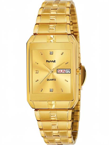 hsnt HT-9151 ORIGINAL GOLD PLATED DAY & DATE FUNCTIONING PREMIUM QUALITY Analog Watch  - For Men