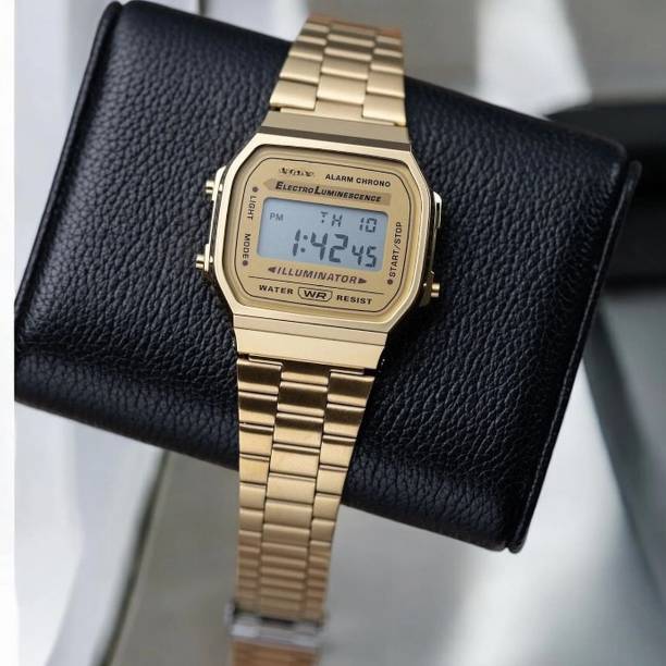 Trandy small square dial unisex golden sports digital watch Digital Watch  - For Men & Women DIGITAL WATCH